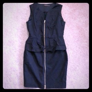 Little Black Dress with Gold Front Zipper